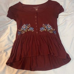 floral american eagle flowy high low shirt